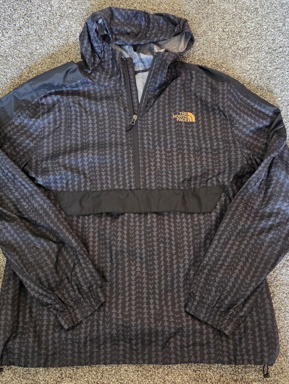 The North Face Mens Anorak Gray Geometric WindWall Lightweight Jacket